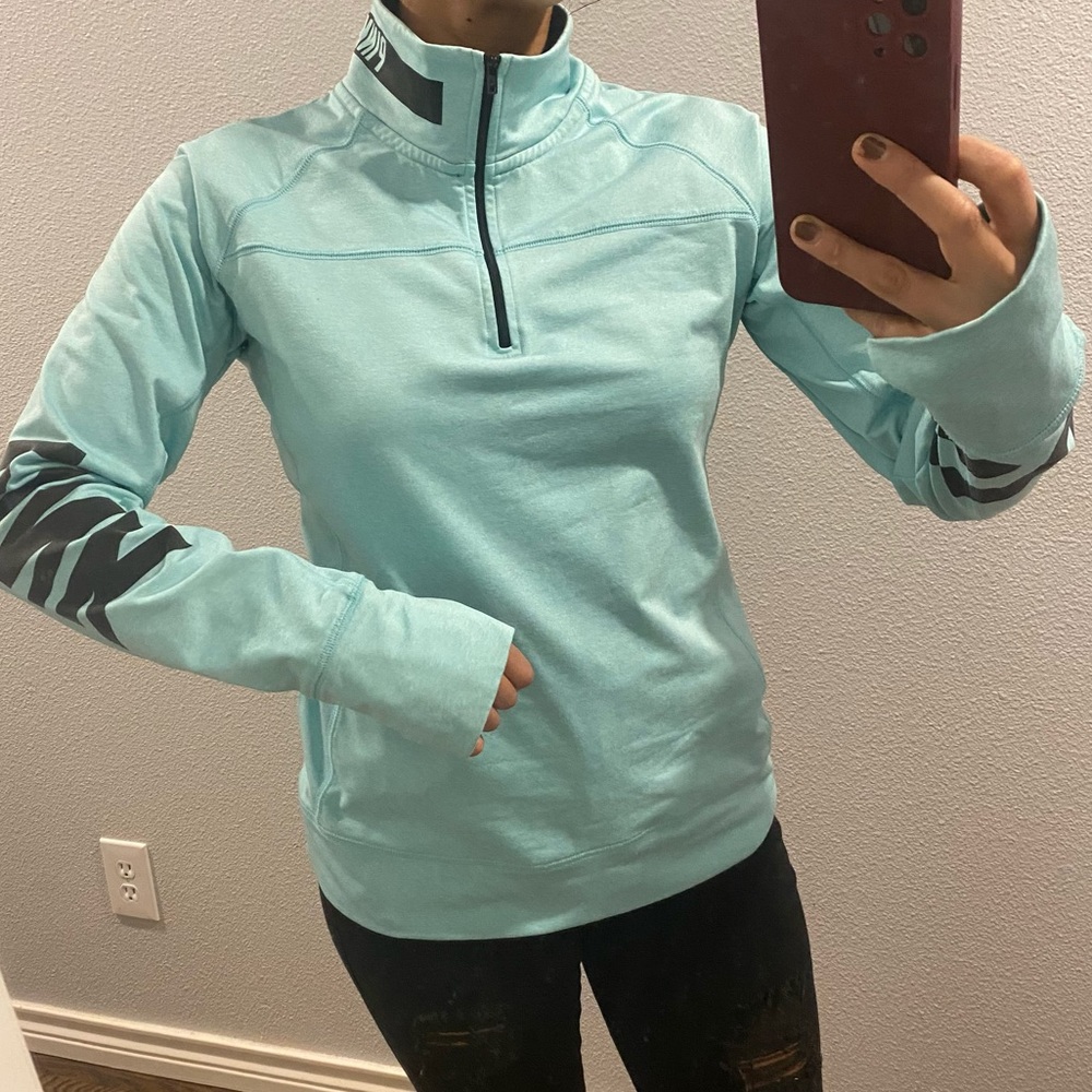 M/6 Pink 1/4 quarter zip pull over thumb hole
